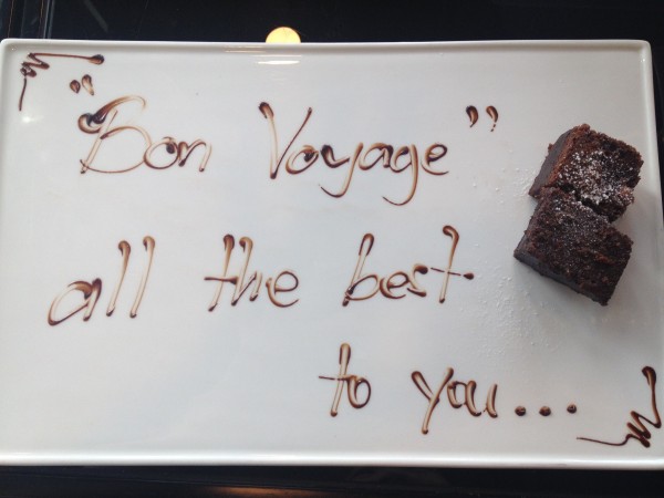 Bon voyage message in chocolate